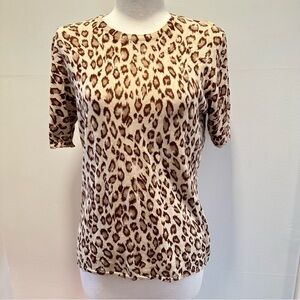Kasper Animal Print Short Sleeve Top 100% Silk